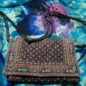 Vera Bradley Crossbody Bag In Black Red Blue Floral